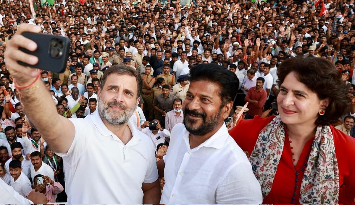 ராகுல், ரேவந்த், பிரியங்கா - காங்கிரஸ்