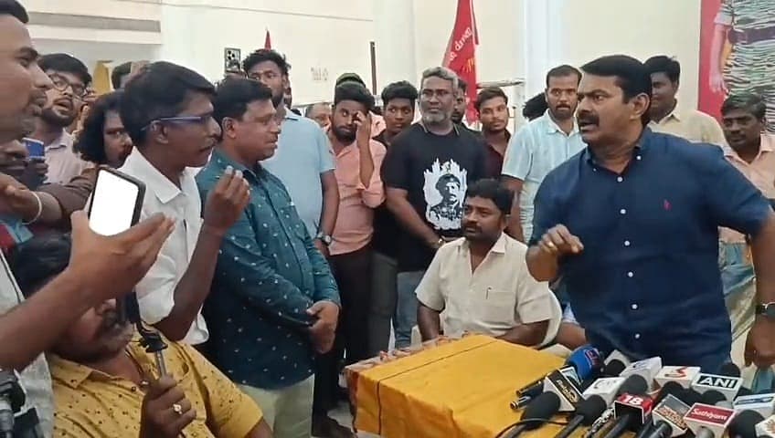 செய்தியாளரை அடிக்கப் பாய்ந்த சீமான்