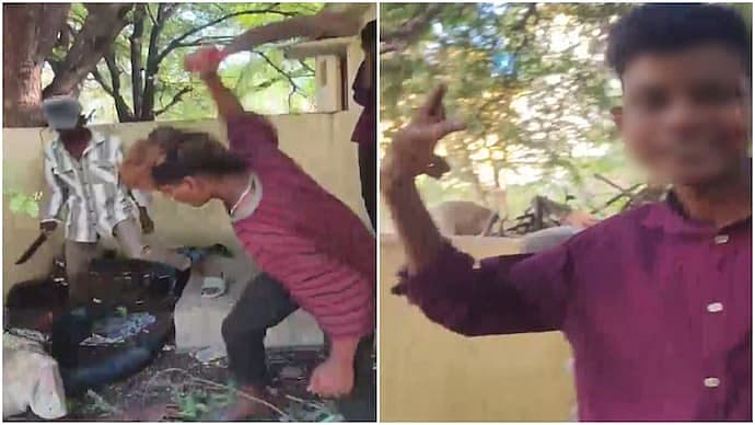 வடமாநில இளைஞரை கொடூரமாக தாக்கும் காட்சி