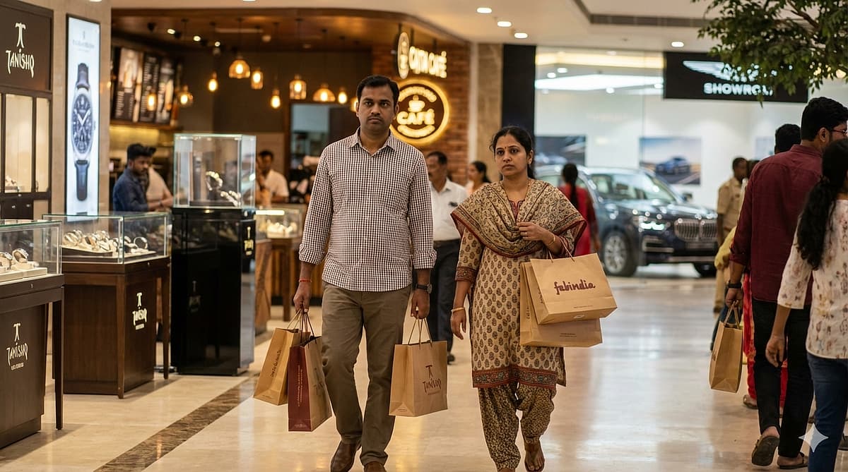 Tamil Couple shopping in a mall