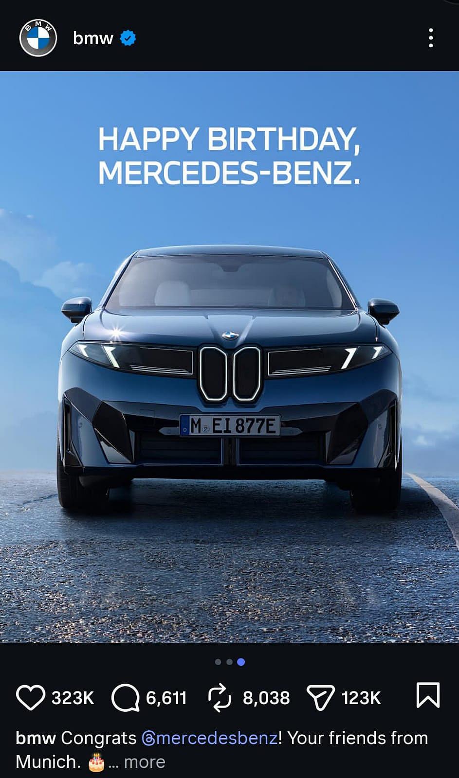 நீங்க ஆட்டோமொபைலை கண்டுபிடிச்சிங்க; நாங்க டிரைவிங்கை கண்டுபிடிச்சோம் - Benzக்கு வாழ்த்து சொன்ன BMW