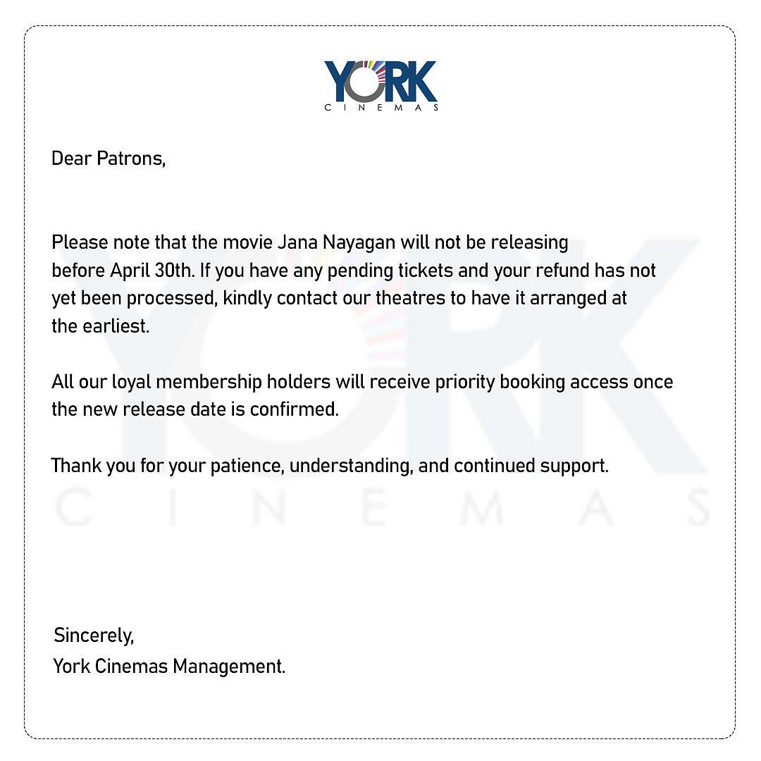 York Cinemas Notice