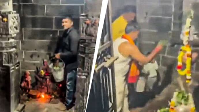 இந்து கோயிலில் வழிபட்ட மகாராஷ்டிர இஸ்லாமிய அமைச்சர்: கோமியத்தால் கோயிலை சுத்தப்படுத்தியதால் சர்ச்சை