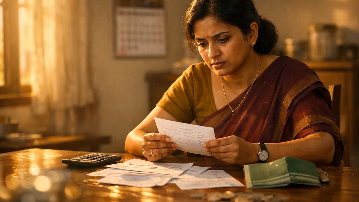 Woman calculating expenses