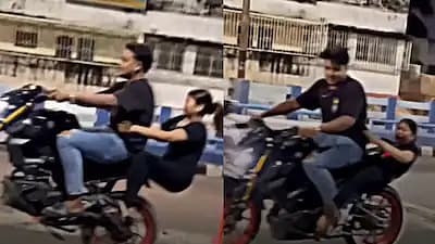 திடீரென வீலிங் செய்த இளைஞர்; நிலைதடுமாறிய பின்னால் அமர்ந்திருந்த பெண்.. விபரீதத்தில் முடிந்த சாகசம்!