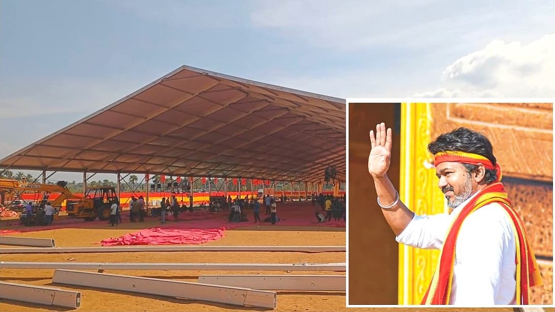 விஜய்க்காகத் தயாரான பிரமாண்ட பந்தல்