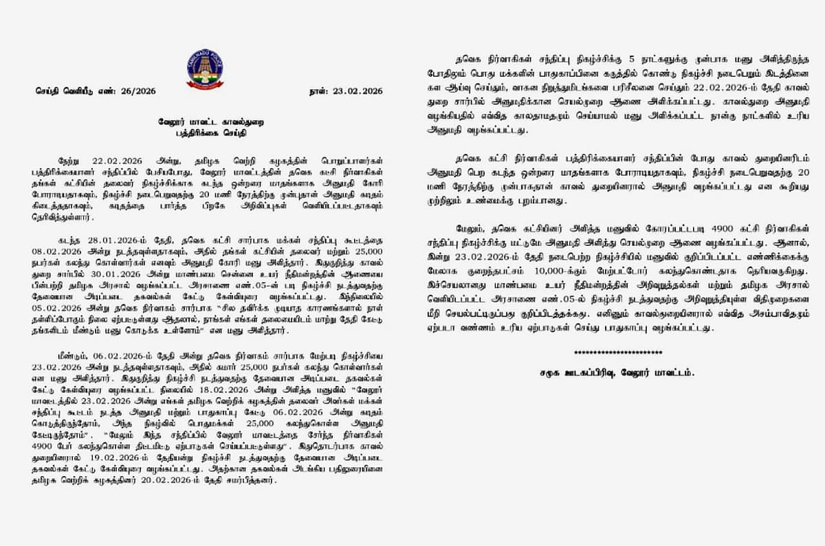 வேலூர் மாவட்டக் காவல்துறை