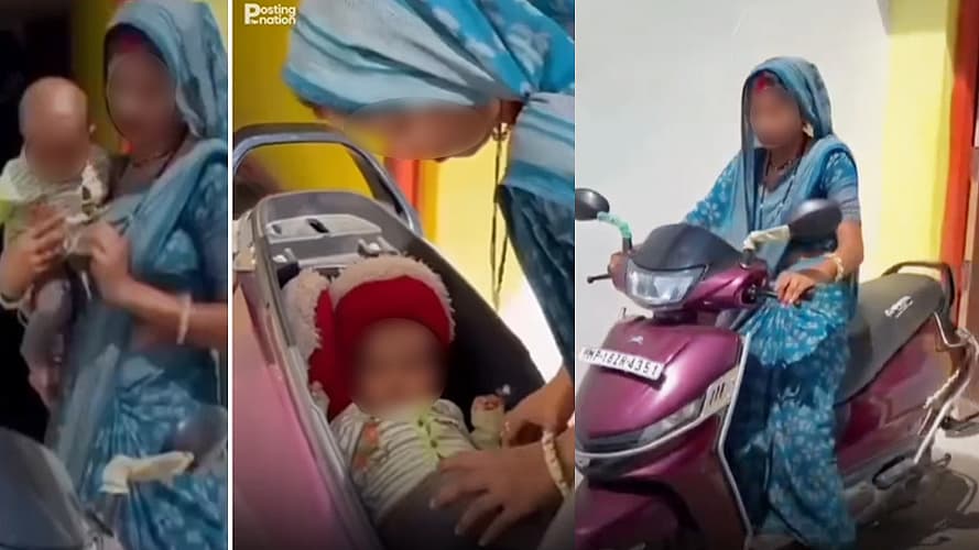 ஸ்கூட்டர் டிக்கிக்குள் பச்சிளம் குழந்தை