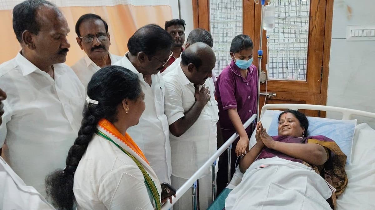 அதிமுக வேட்பாளரை நலம் விசாரித்த கோவி.செழியன்