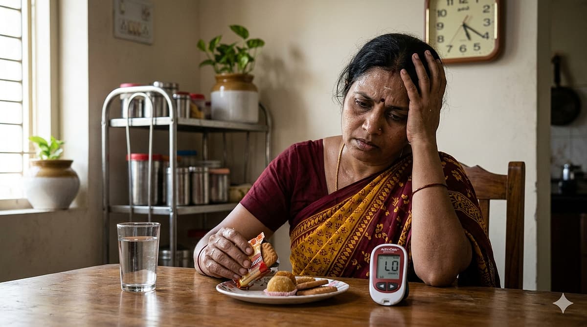 உடலில் சர்க்கரையின் அளவு குறையும் போது இவ்வாறு அதிகப்படியாக வியர்க்கும்.